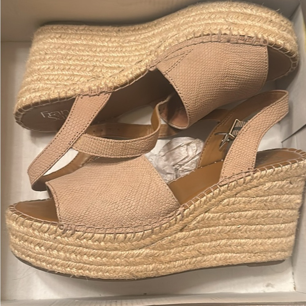 Franco Sarto Tan Wedge Sandals Size 9